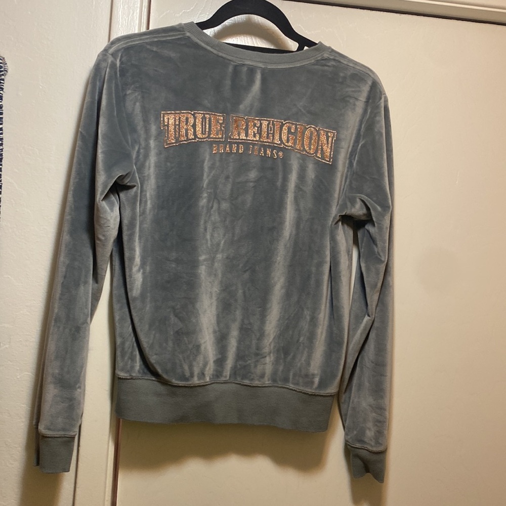 True Religion Womens Velvet Graphic Pullover Sweater ⭐️ - Picture 7 of 8